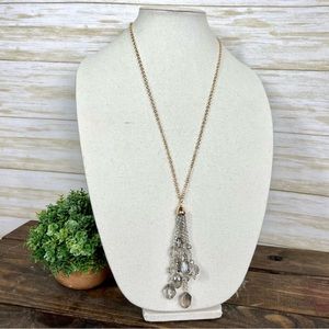 A NEW DAY Grey Glass Beaded Tassel Pendant Necklace